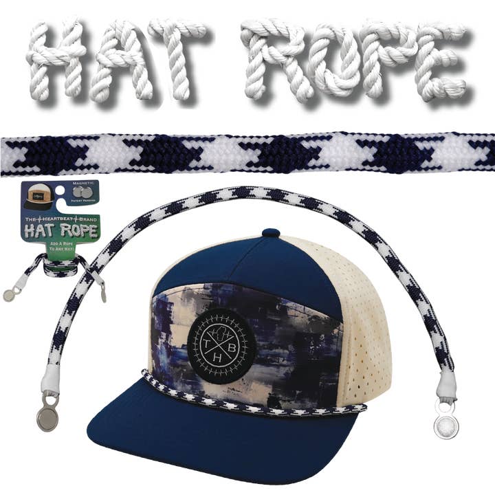 Corde de chapeau - Blanc / Marine - Aztèque (Lot de 10 cordes) pour la vente par The Heartbeat Brand