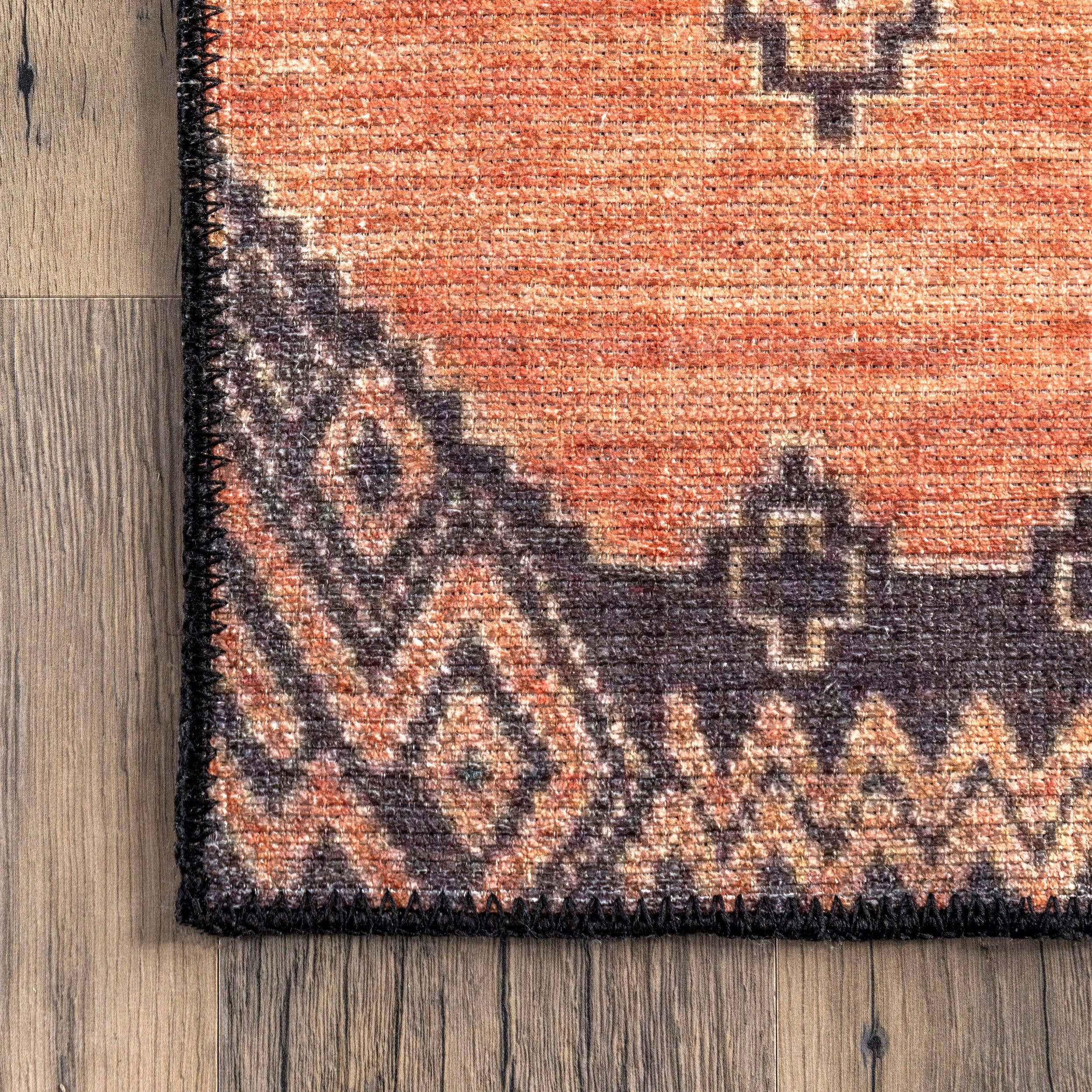 Rust Quincy Cotton-Blend Traditional Area Rug for wholesale on Faire6