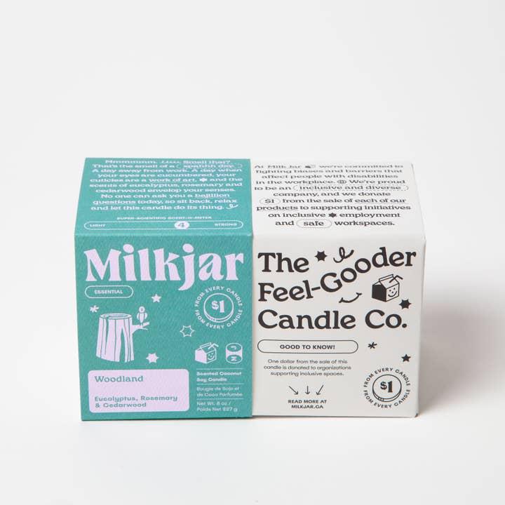 Milk Jar Candle Co. - Vente Bougie en bocal - Woodland - Bougie à la cire de soja et huile essentielle de noix de coco 8 oz6