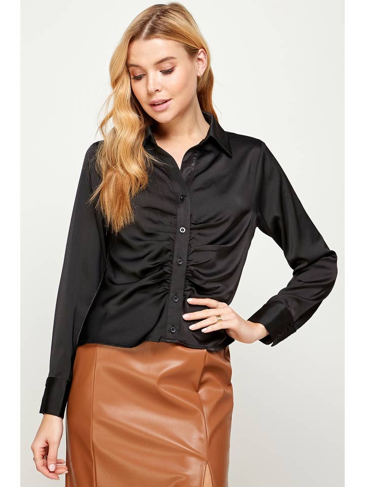 GERAFFTES HEMD AUS SATIN MIT für den Großhandel von Sans Souci