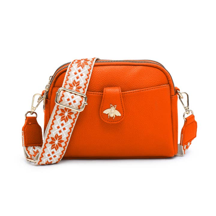 Papaya Fashion Ltd - Wholesale Crossbody bag – Women's - B23002 Bee Cross Body Handbag with double zip top sections10