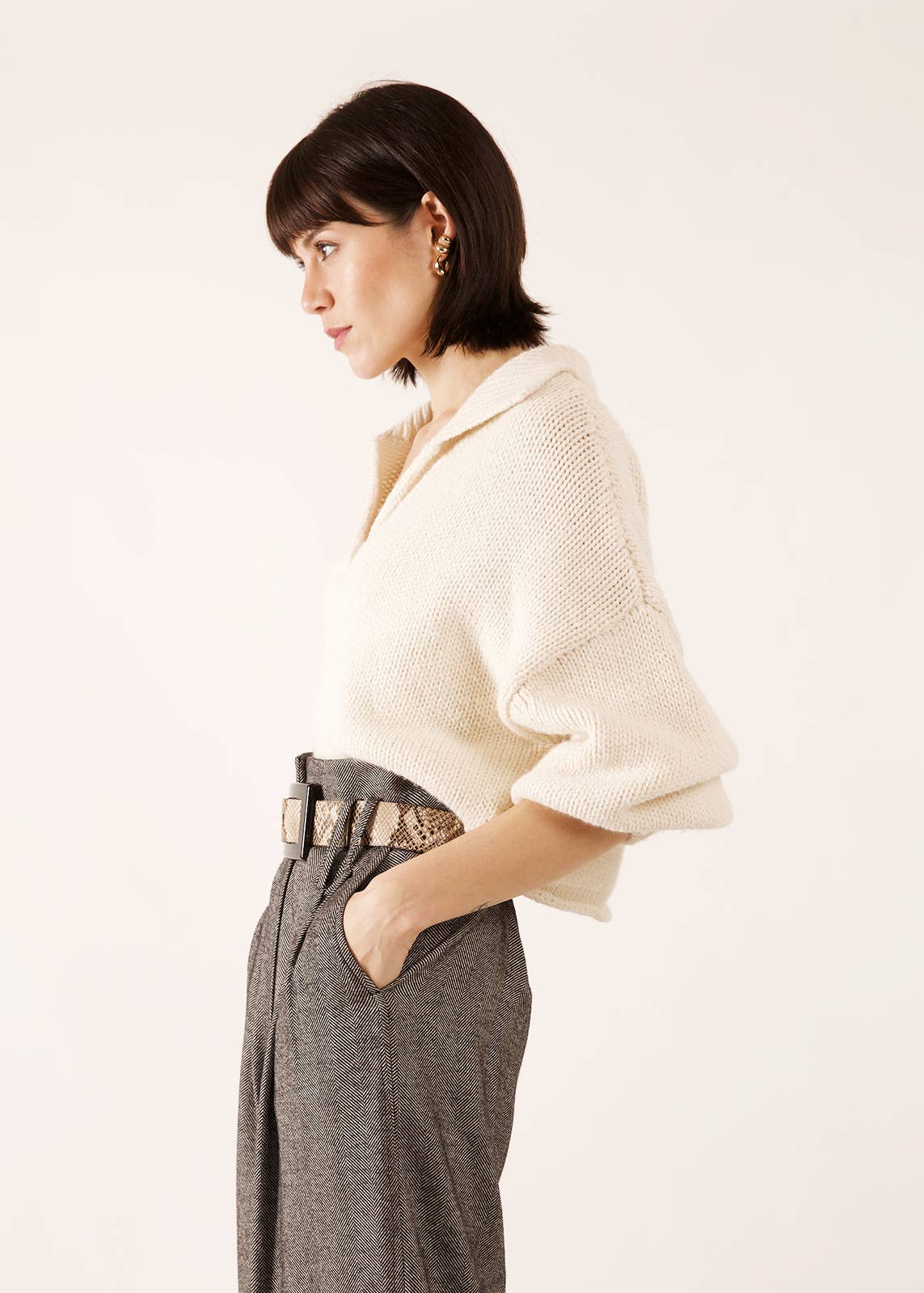 JULIA PARIS – wholesale Pullovertröja - Dam – Stickad tröja i blandad ull med skjortkrage0