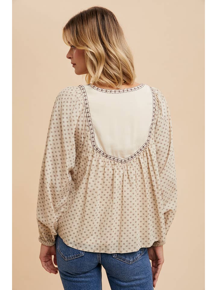 In Loom – Blusa - Mulher por atacado – Blusa campesina floral de mistura de algodão2