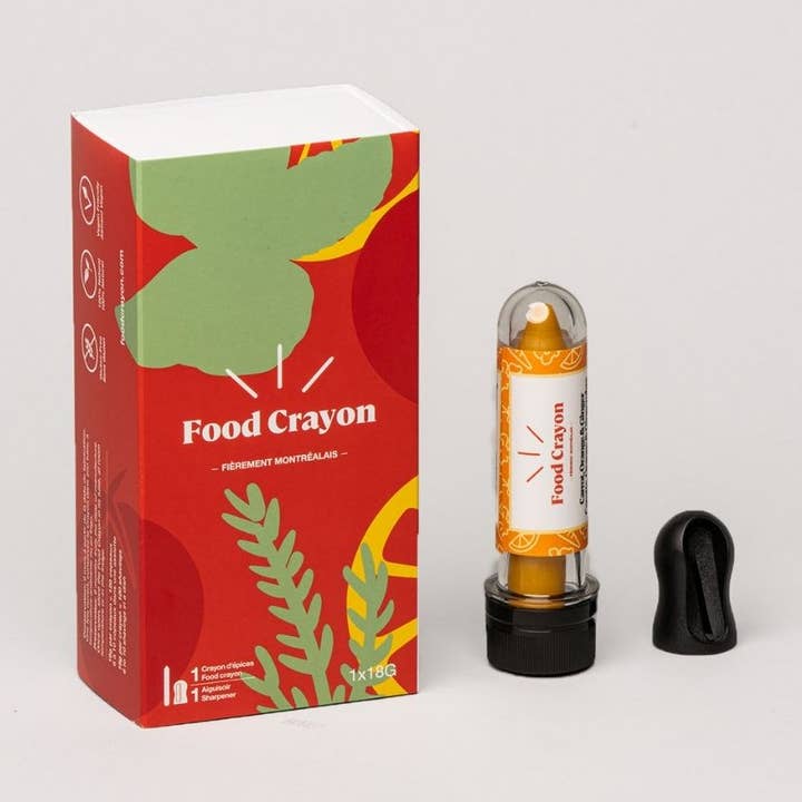 Carrot Orange Ginger - Single Box (1 Crayon + 1 Sharpener) for wholesale by Food Crayon