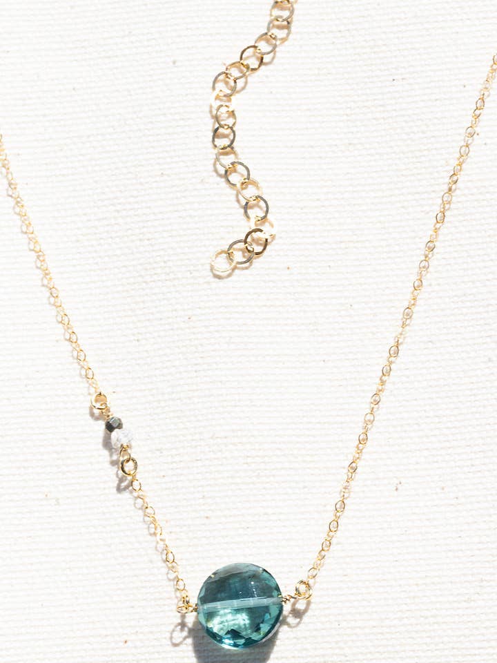 MACARON NECKLACE- AQUAMARINE- 14K GOLDFILL for wholesale by Native Gem