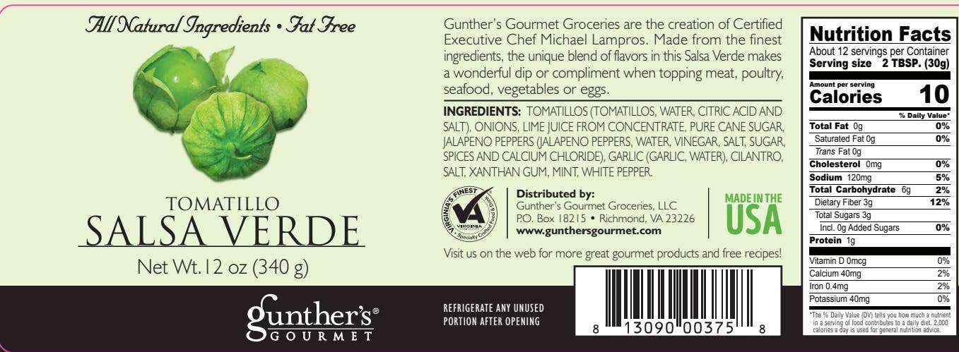 Gunther's Gourmet Groceries, LLC - Wholesale Salsa - Tomatillo Salsa Verde4