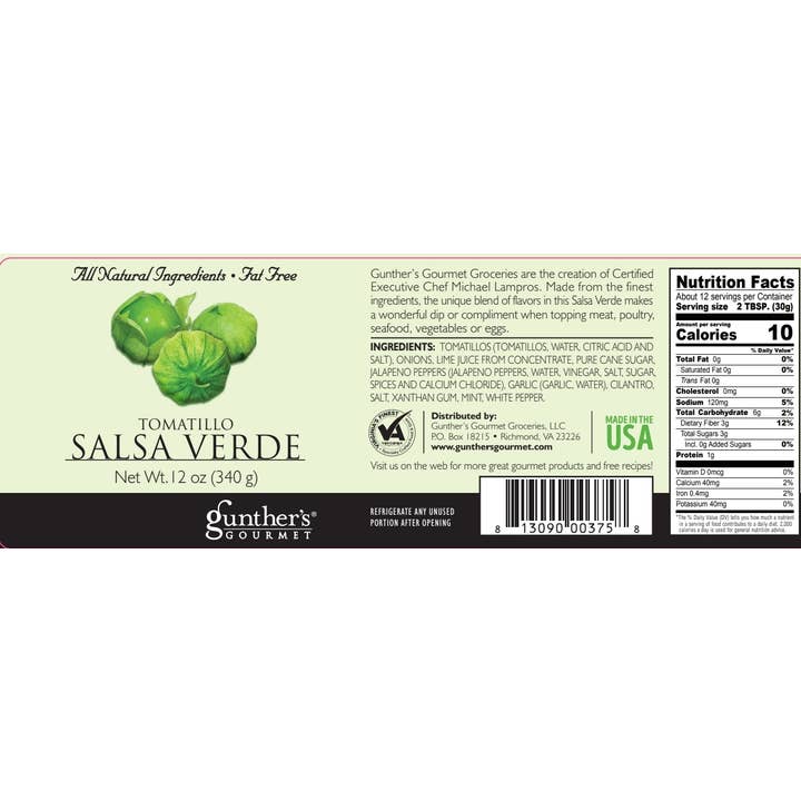 Gunther's Gourmet Groceries, LLC - Wholesale Salsa - Tomatillo Salsa Verde4