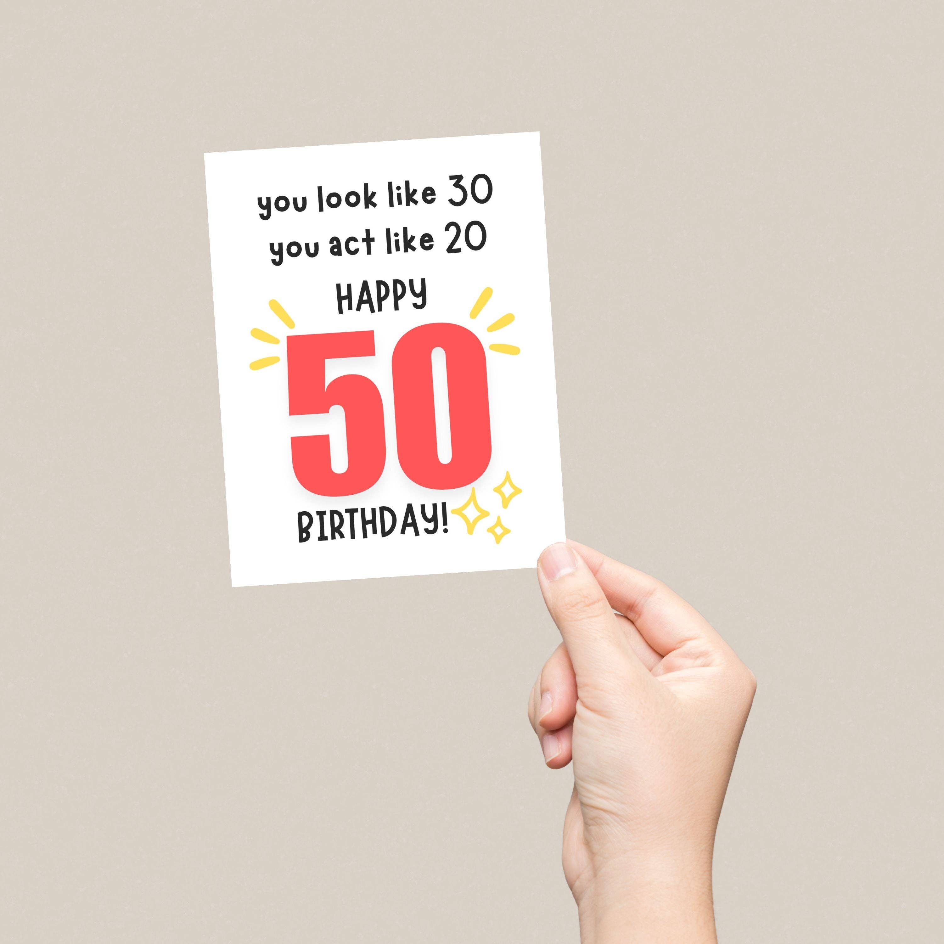 Feira Pop - Wholesale Birthday Card - You Look Like 30, You Act Like 20, Happy 60 Birthday Greeting Card1