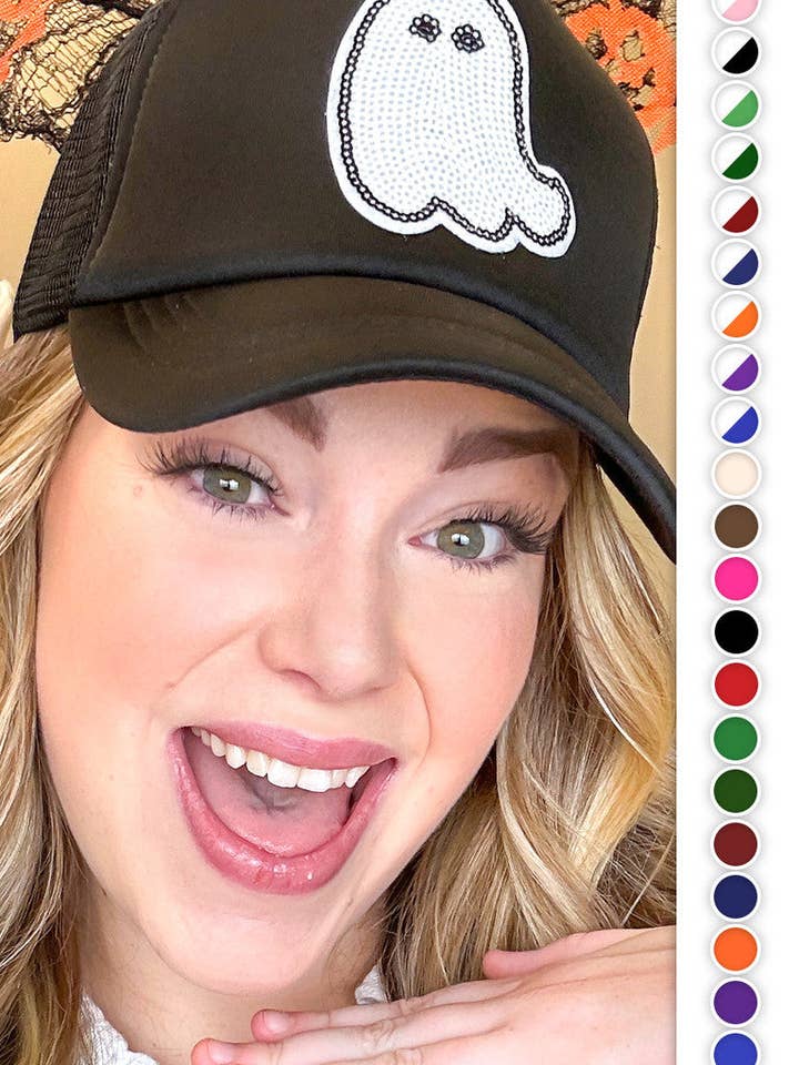 Chapeau de camionneur à paillettes Sparkle Ghost pour la vente par Sugar Stitch