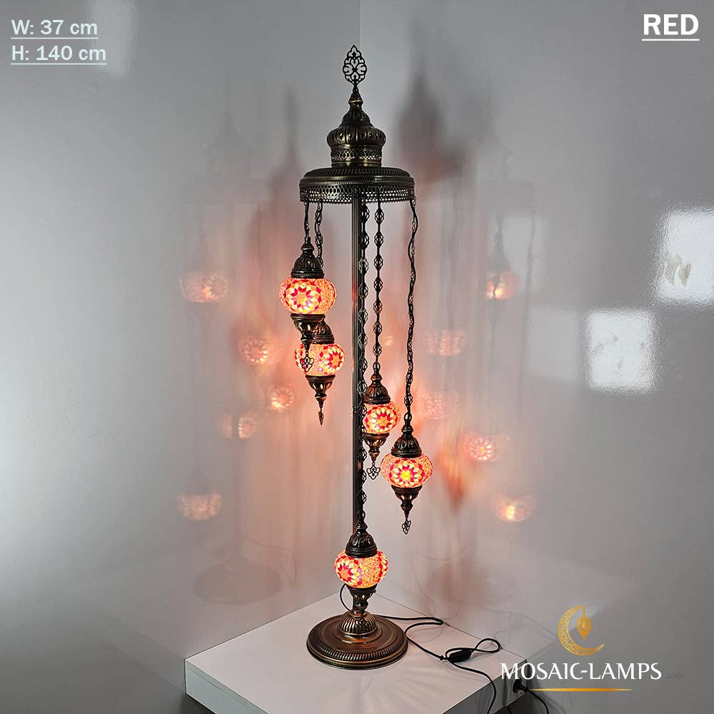 Mosaic Lamps - Wholesale Floor Lamp - 5 Globe Mosaic Floor Lamps, Medium Ball Turkish Mosaic Bedsi17