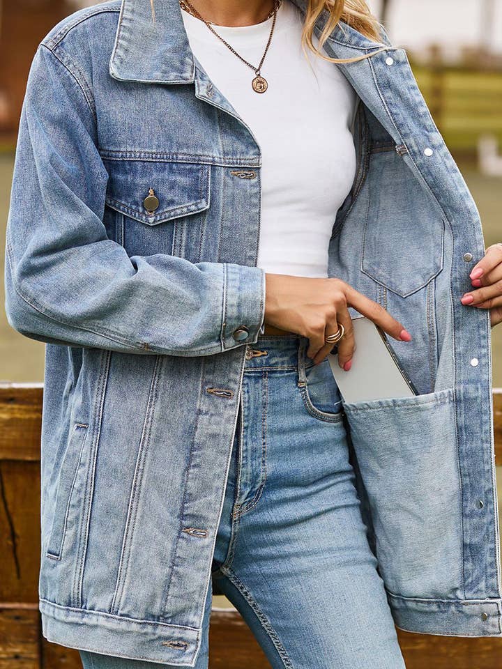 Lily Clothing - Wholesale Denim Jacket - Women's - CWJJ0062_WOMEN OVERSIZED BUTTON UP DANDY DENIM JACKET