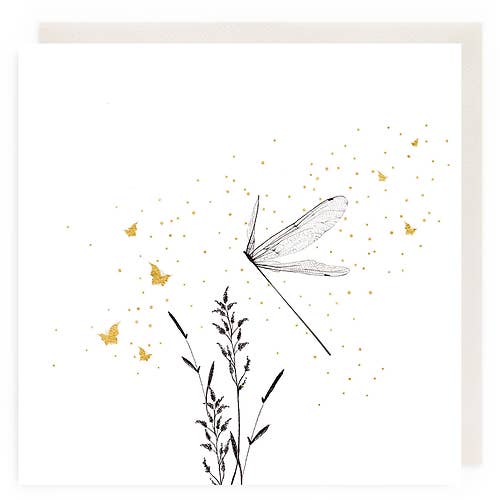 Dragonfly open card for wholesale by Clear Creations