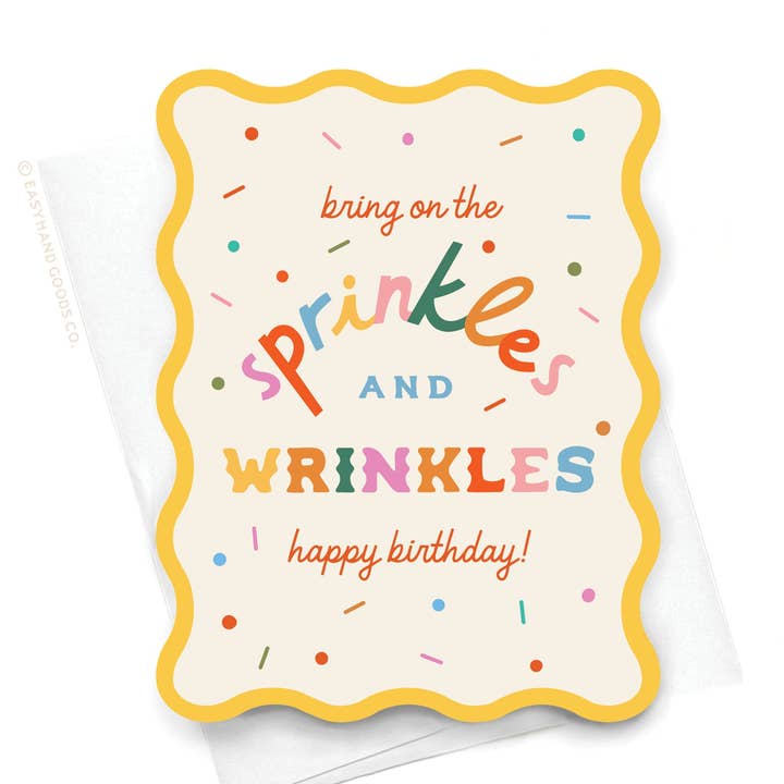Easyhand Goods – formerly Onderkast – wholesale Birthday card – Sprinkles and Wrinkles Wavy Die Cut Notecard