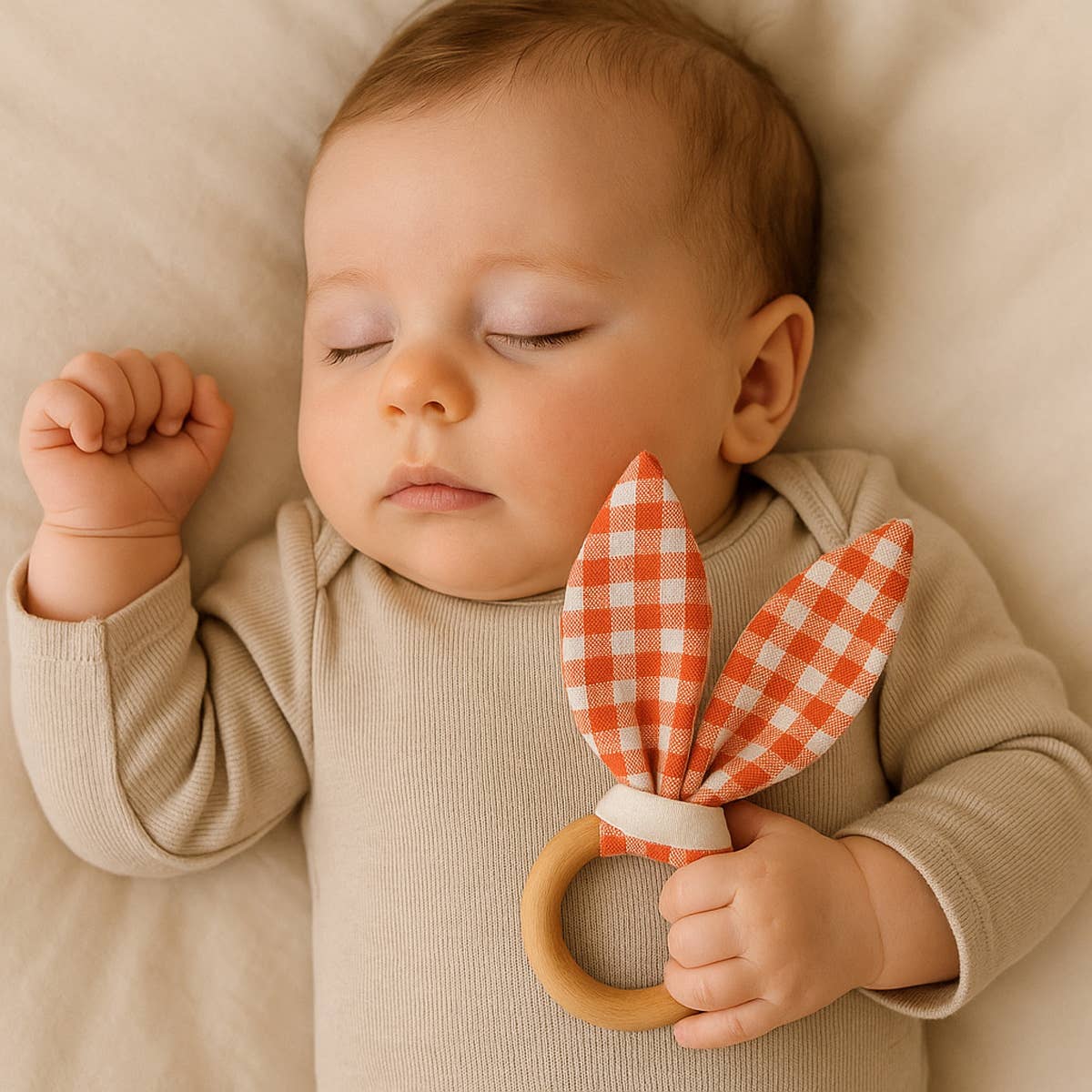 PAPATE - Wholesale Teether (Not Clip-On) - Baby - Organic Cotton Teething Ring - Vichy3