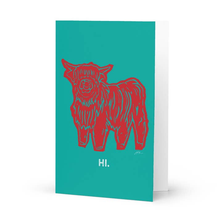 Highland Cattle Greeting Card "Hi." for wholesale by Jamie Palmer Keating