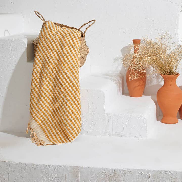 Kikoya - Wholesale Bath Towel - Pompom Bubble Handloom Bath Turkish Towels Farmhouse Vintage