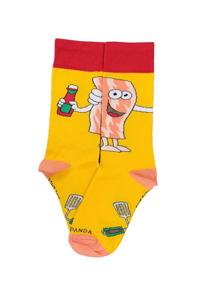 Sock Panda - Wholesale Socks - Unisex - Bacon and Eggs - The Ultimate Partnership Sock (Left / Right) from the Sock Panda (Adult Small)4