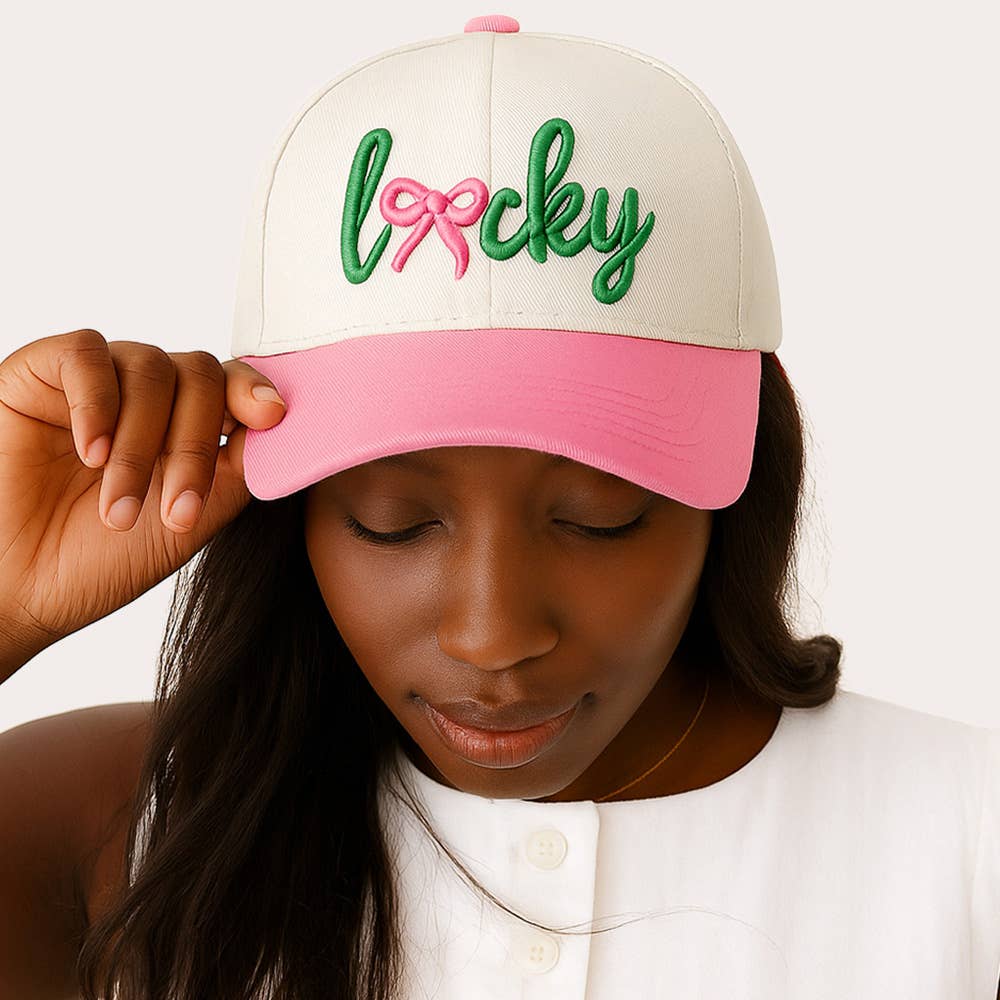 Sensibling Corp. - Vente Casquette de baseball – femme - Casquette de baseball à cinq panneaux en toile brodée "Lucky Message" avec fermeture à pression.0