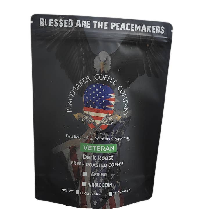 Peacemaker Coffee Company - Wholesale Coffee Beans - 16 oz. - Veteran DARK Roast Coffee