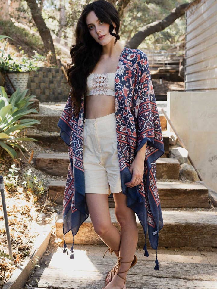 Leto Accessories – wholesale Kimono - Dam – Touch av Morroco Tapestry Tassel Kimono 🌼4