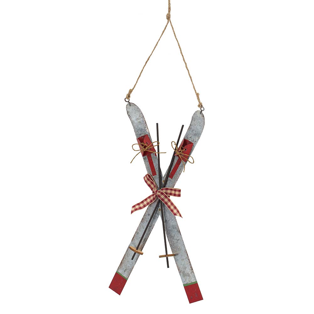 A&B Home Group Inc. – wholesale Ornament – 6.5x12.5" Iron Ski - Silver/Red1