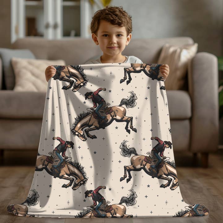 Rufflеѕ & Bоwtіеѕ - Affordable Boys & Girls Clothing - Wholesale Bedding Blanket - Kids & Baby - Boys Bucking Bronco Western Baby Nursery Blanket 30X40 3