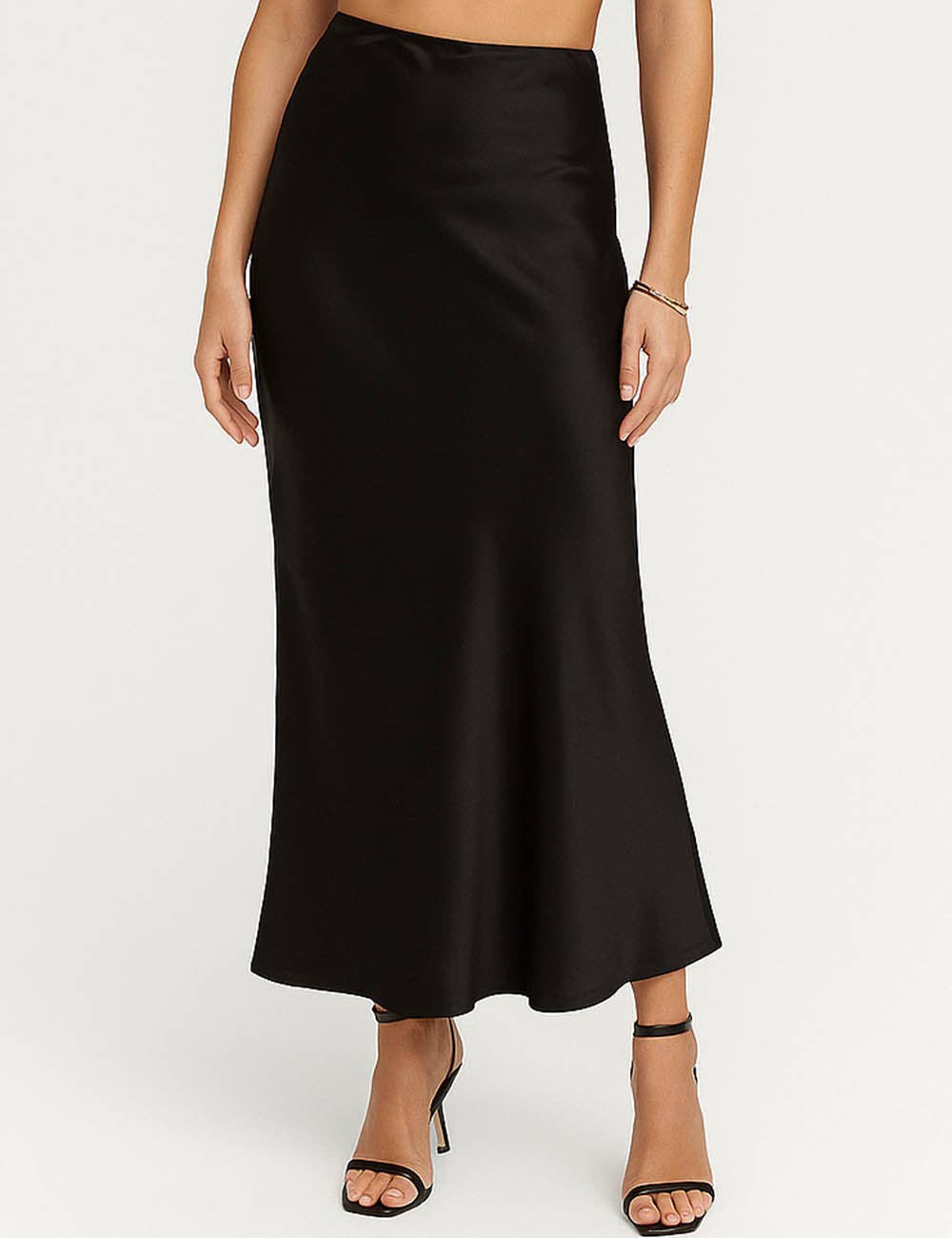 Sweetkama - Wholesale Skirt - Women's - Ladies Stain Zipper Side Hip Wrap Maxi Skirt5