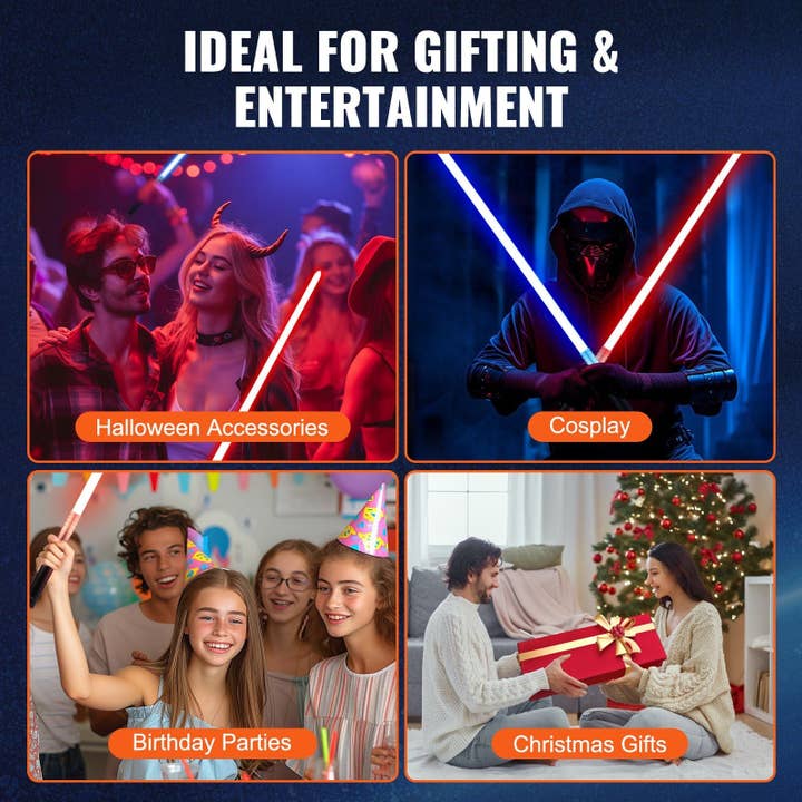Hard Rock Health Stores – Engroshandel Lysende legetøj - Børn og baby – Lyssværd 12 RGB-farver 4 lyde Genopladelig FX-duel lyssværd