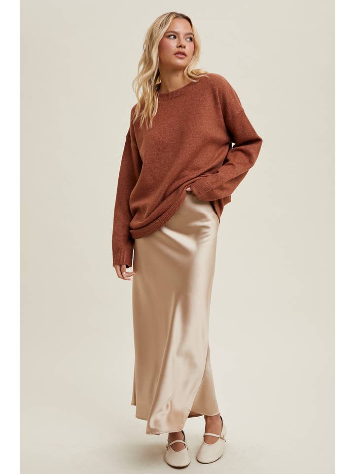 RUST BRUSHED SOFT SWEATER / WL24-9673 for wholesale on Faire