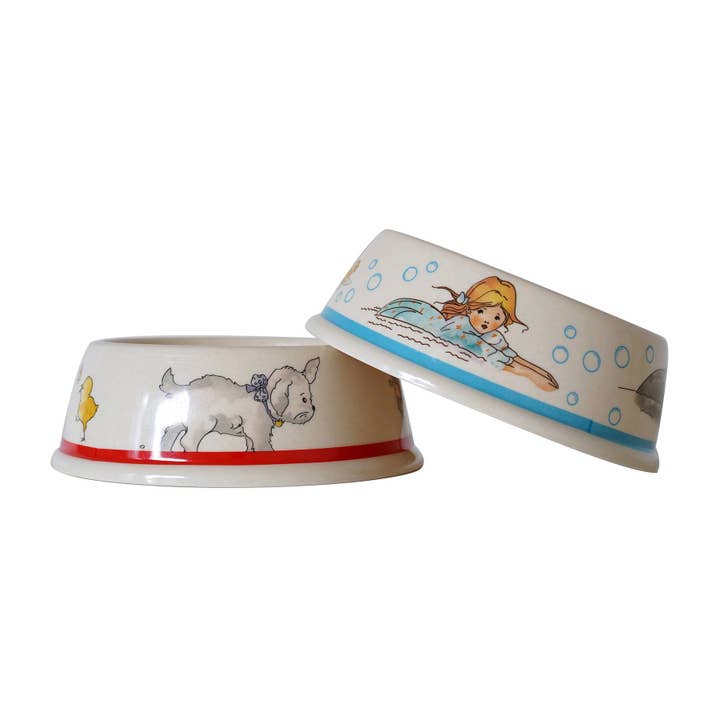 Magnolia Lounge - Wholesale Pet bowl – Cat/dog - Alice in Wonderland Bamboo Pet Bowls (Set of 2)