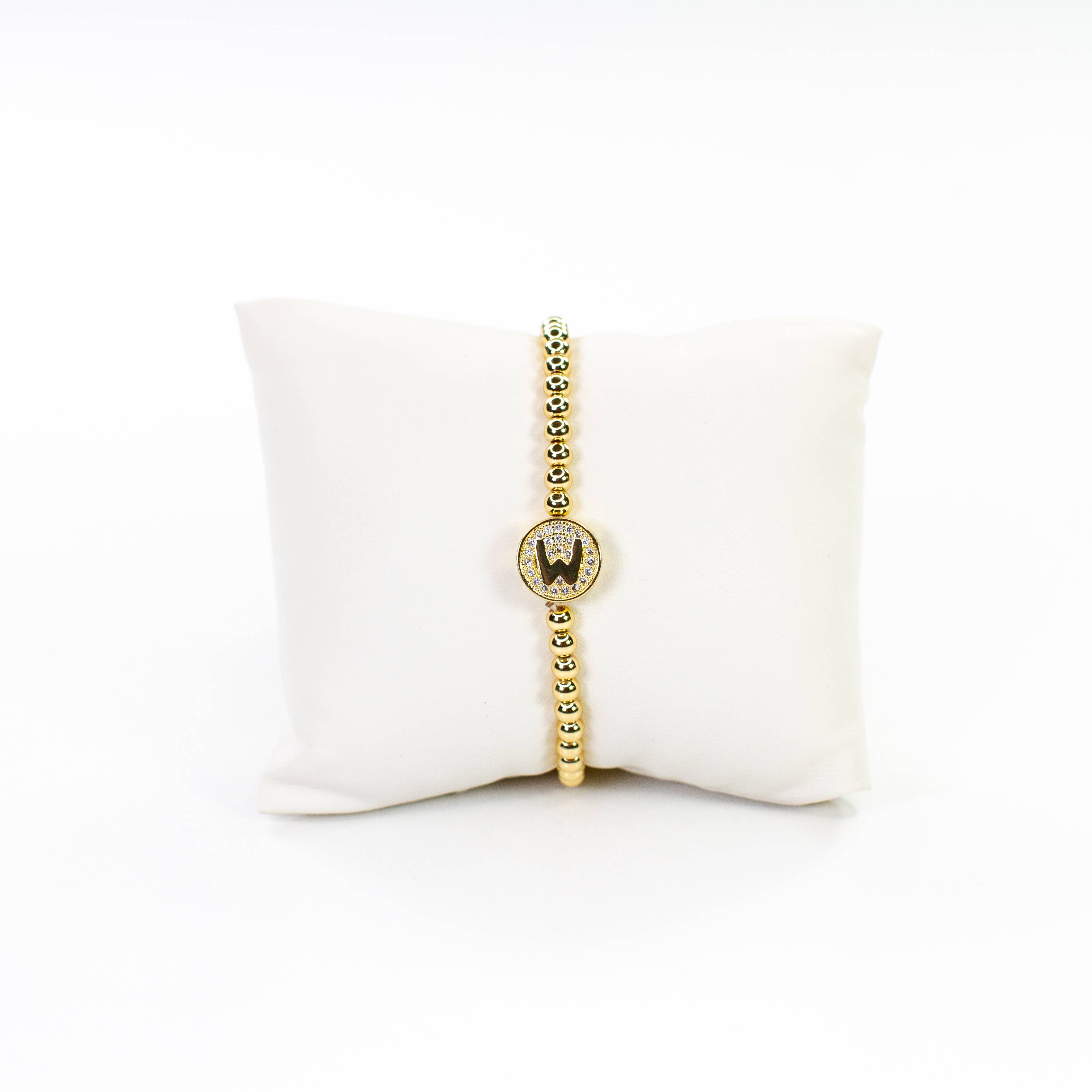 Savvy Bling - Wholesale Beaded Bracelet - Initial Simulated Diamond Bracelet22