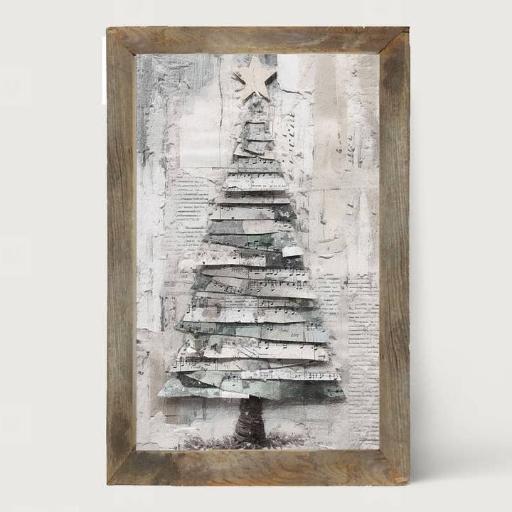 ginger blue - Wholesale Christmas Wall Art - Paper-style Christmas Tree 12 - Vertical Frame