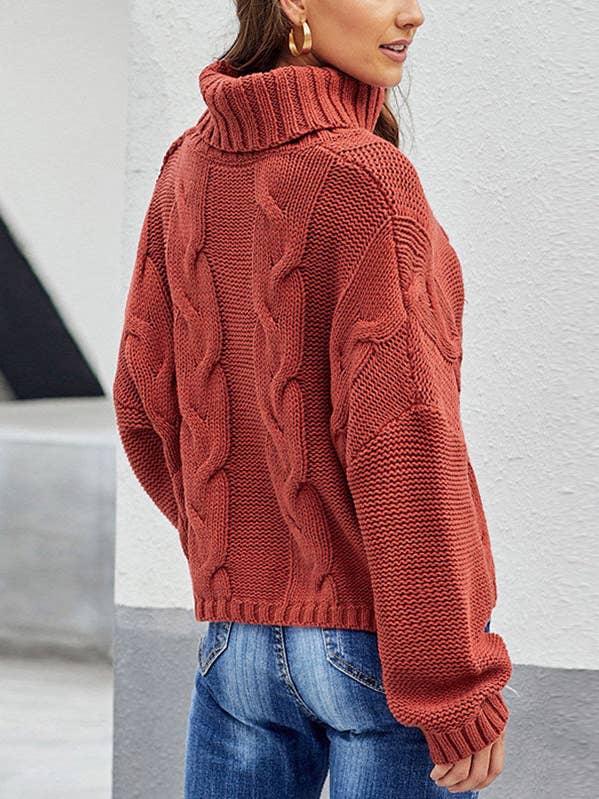 ShieldChic - Wholesale Knit Sweater - Women's - Jacquard High-Neck Long Sleeves Sweater Tops1