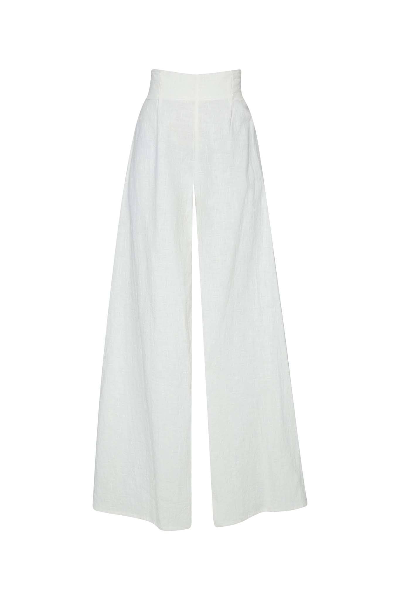 Bodene Wide Leg Suit Pant - Off White / Charcoal Buttons for wholesale on Faire0