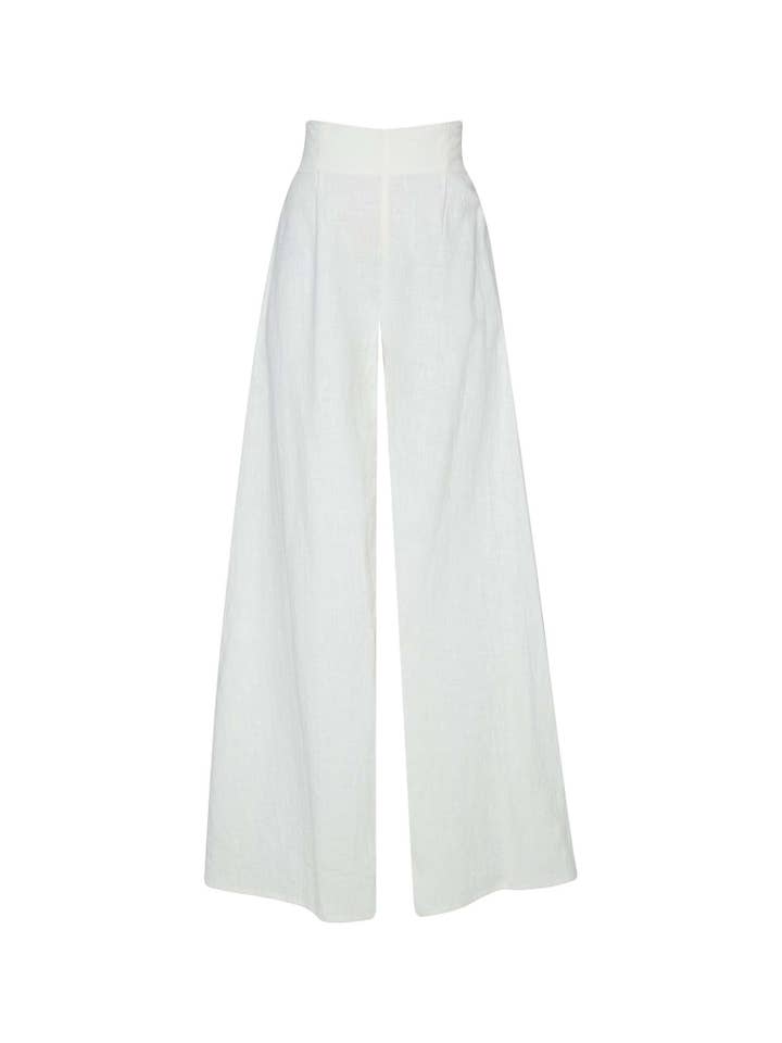 Bodene Wide Leg Suit Pant - Off White / Charcoal Buttons for wholesale on Faire