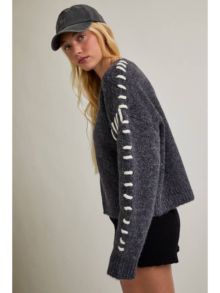 LE LIS - Wholesale Knit Sweater - Women's - STITCH DETAIL SWEATER TOP18