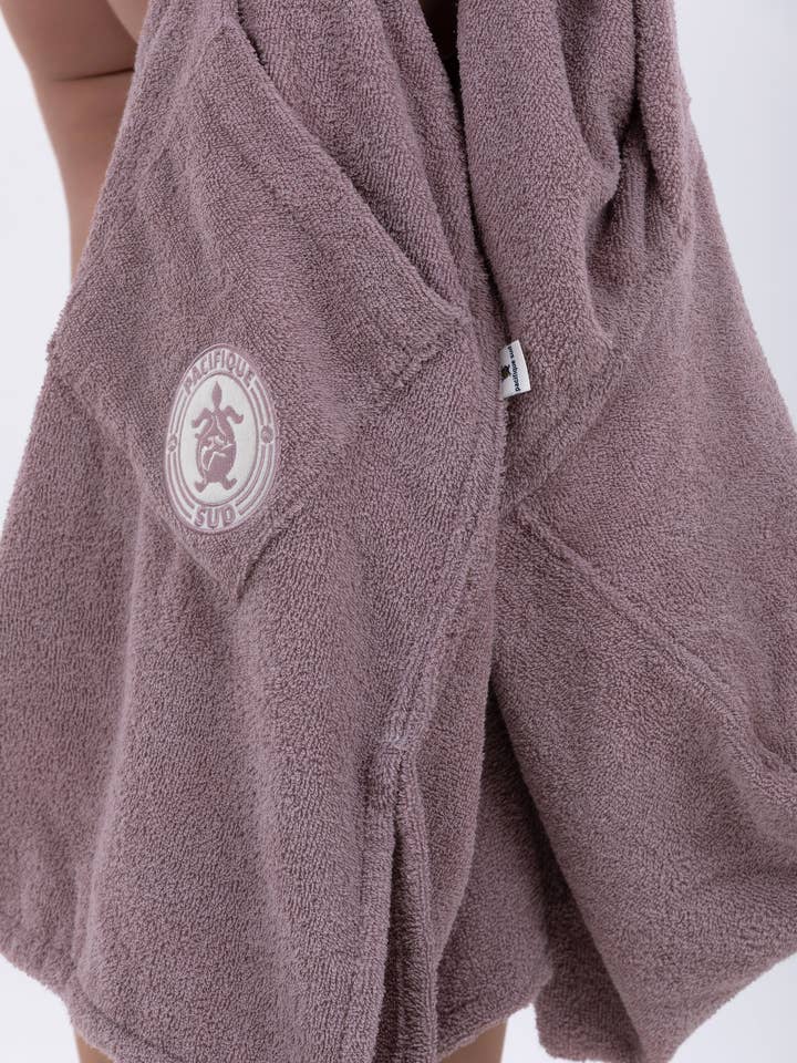 PACIFIQUE SUD - Vendita all'ingrosso Poncho - Donna - Poncho da Surf Marrone - Taglia Unica - Cotone - Senza maniche - Con Chiusura Zip8