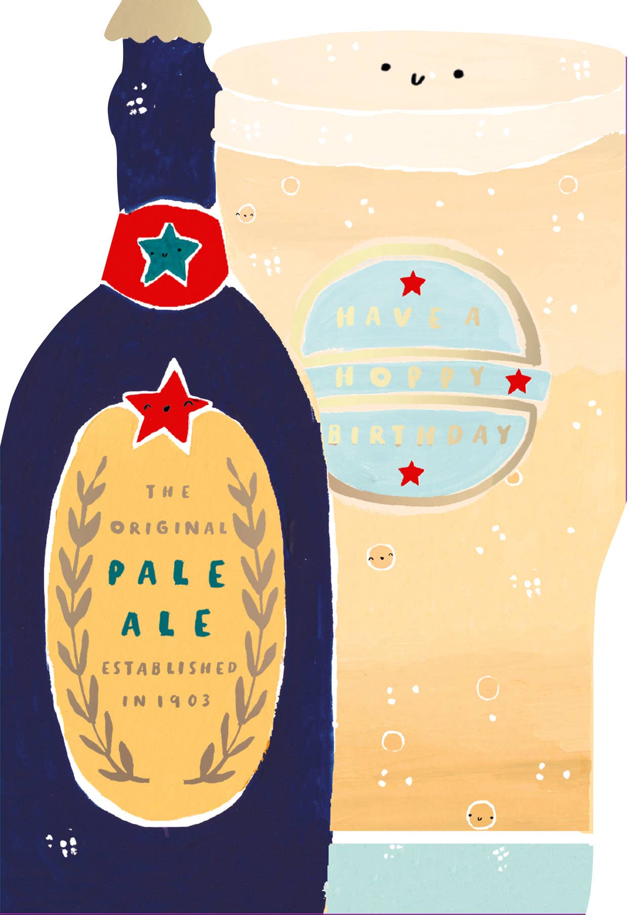 Hotchpotch – wholesale Birthday card – Mochi Open Birthday Beer Bottle And Pint Hoppy Birthday1