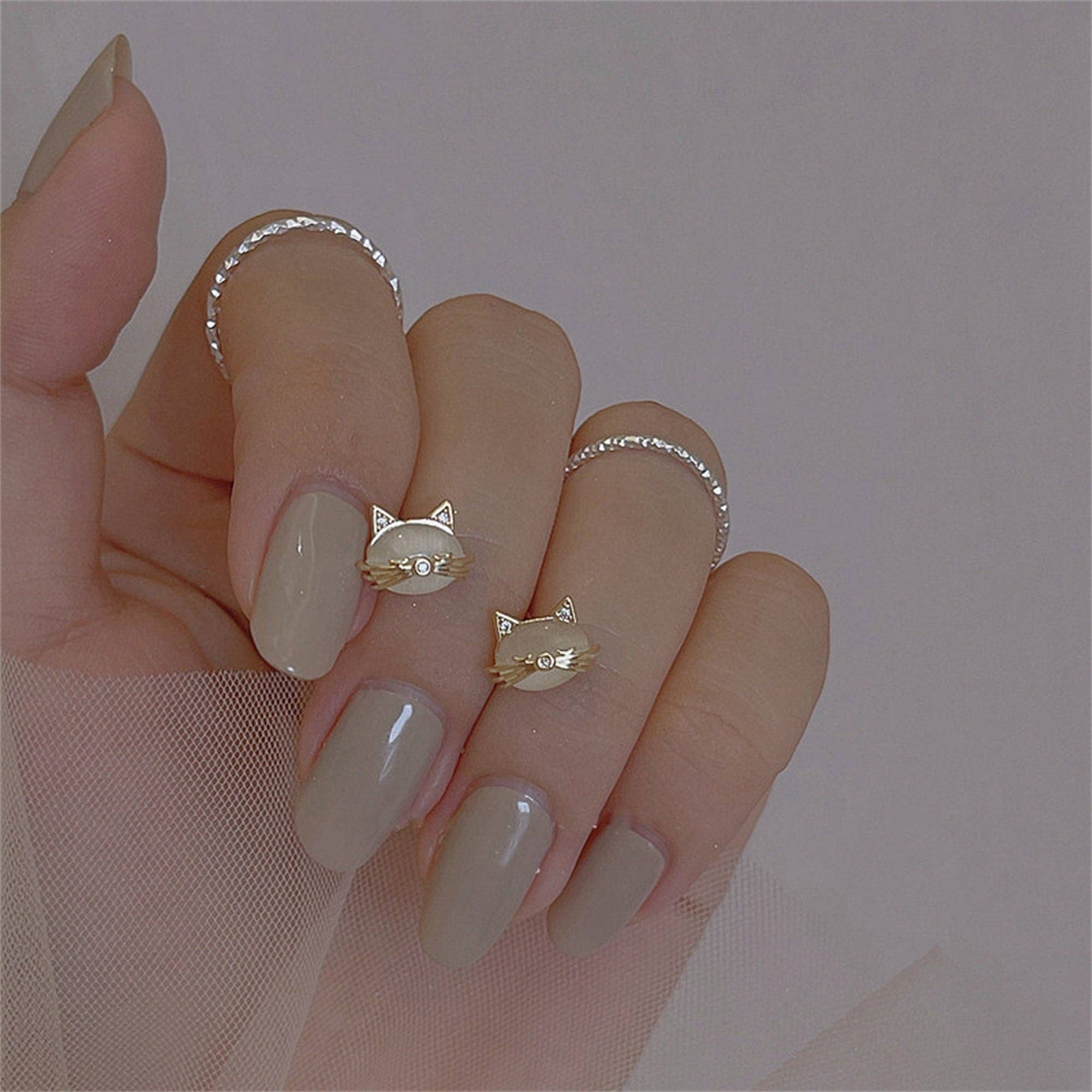 Perimade & Co. LLC - Wholesale Stud/Post Earrings - Cute Mini Opal Cat Stud Earrings in 925 Sterling Silver4