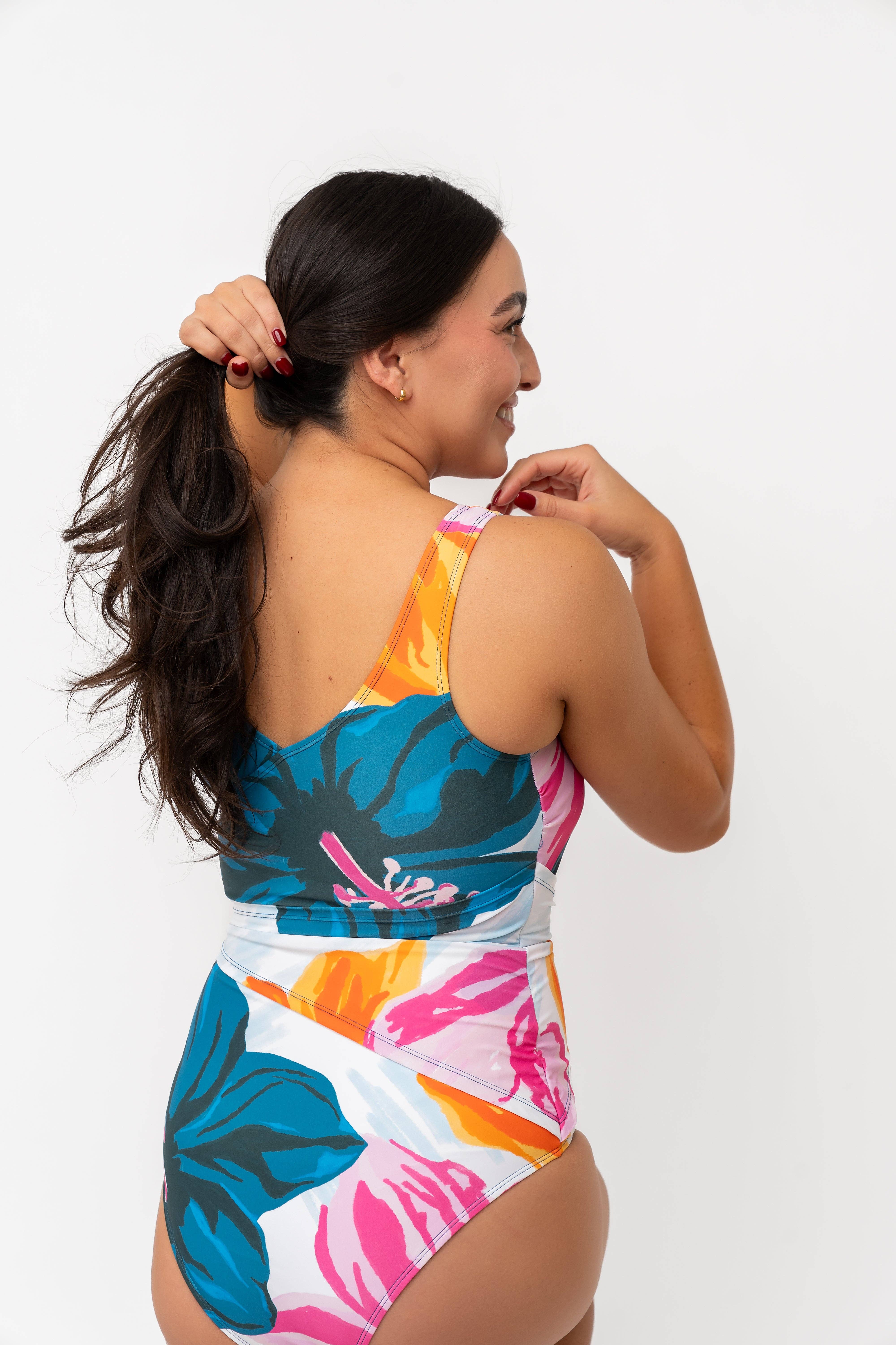 Coral Reef Swim - Wholesale One Piece Swimsuit - Women's - Floral Fusion Wrap Front One Piece6