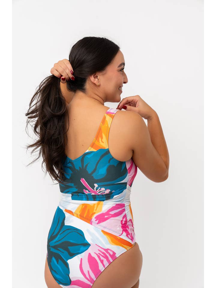 Coral Reef Swim - Wholesale One Piece Swimsuit - Women's - Floral Fusion Wrap Front One Piece6