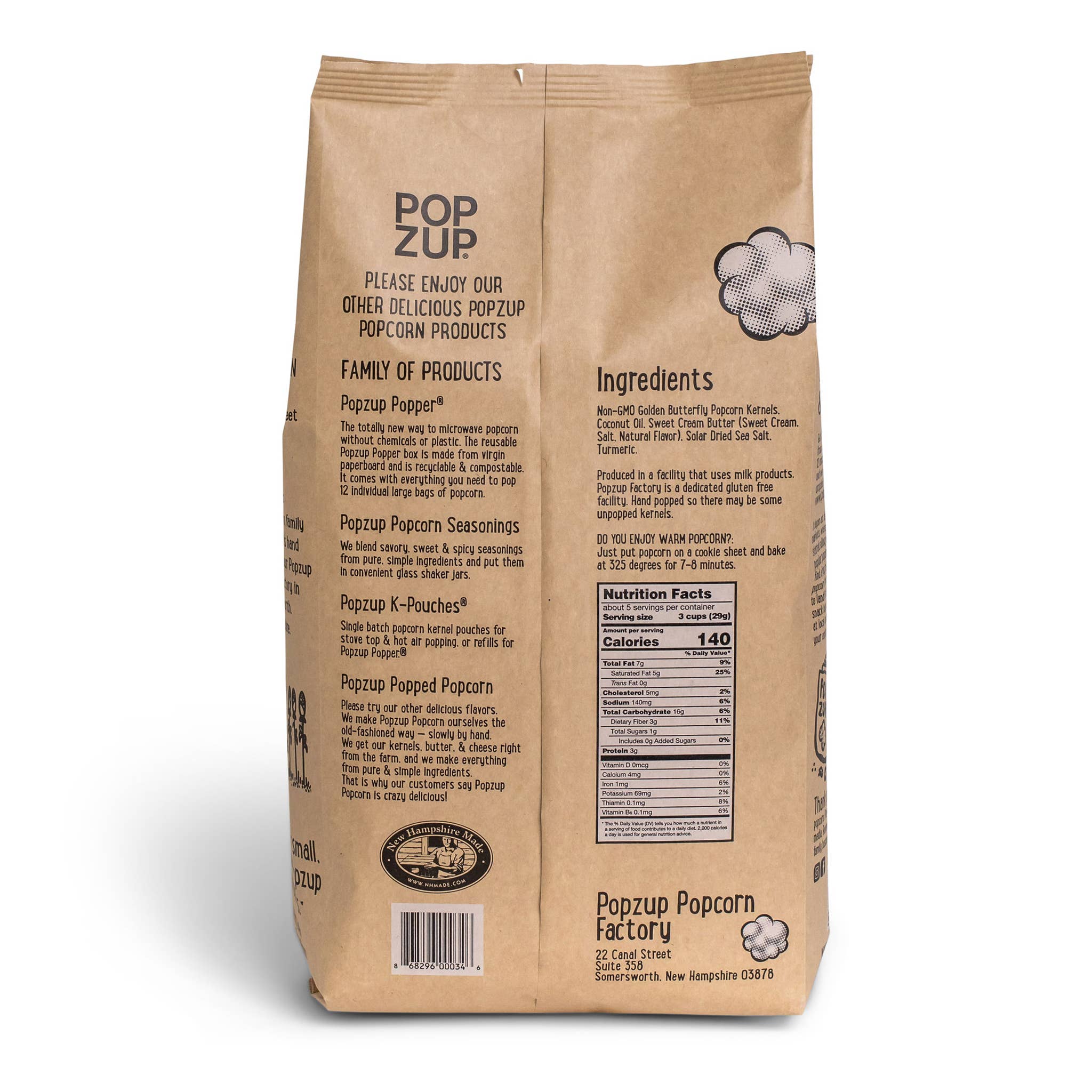 Popzup Popcorn - Vente Pop-corn - Sacs de Popcorn Butter Me Up - Format Familial1