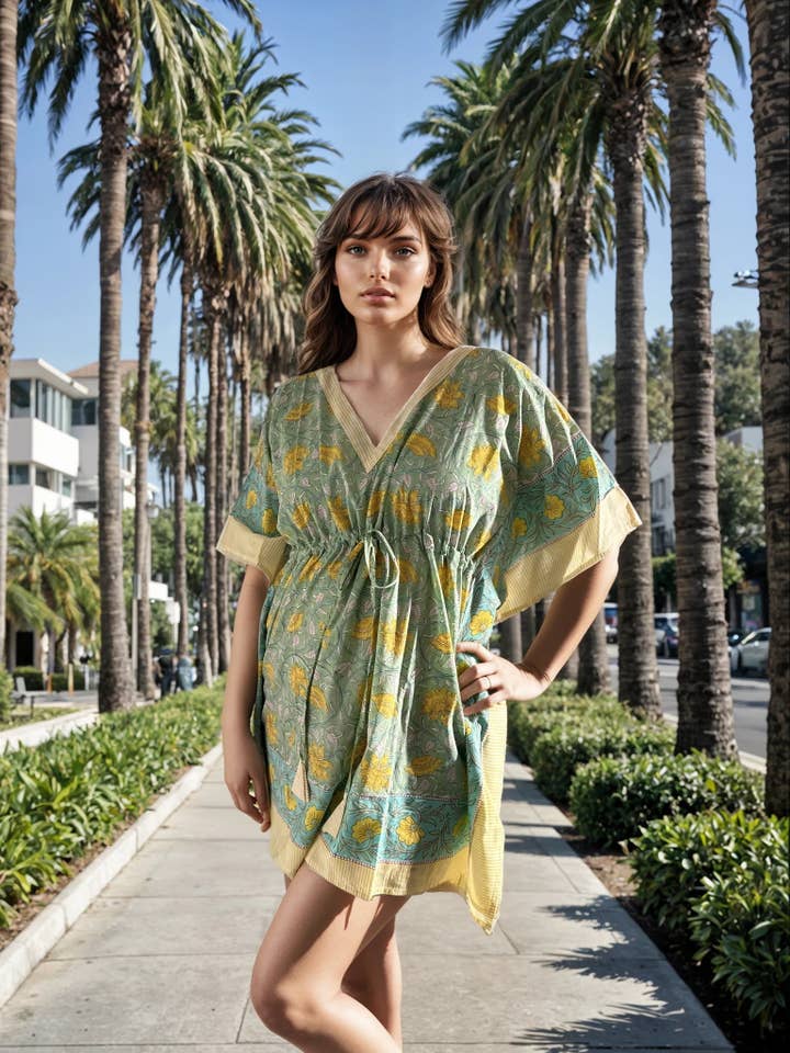 Soléa bloktryk bomuldskaftan for engroshandel hos Soléa