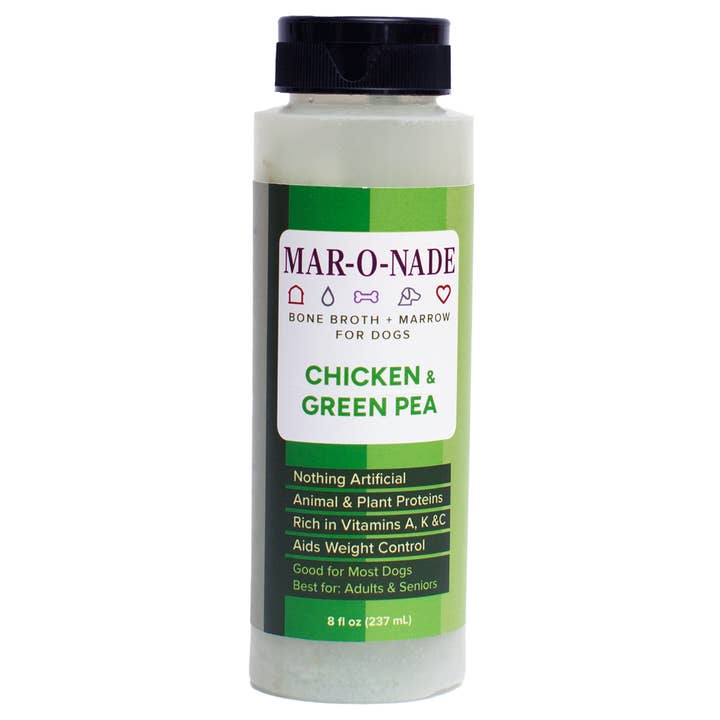 Chicken & Green Pea Bone Broth + Marrow for Dogs 8 oz for wholesale by Mar-O-Nade