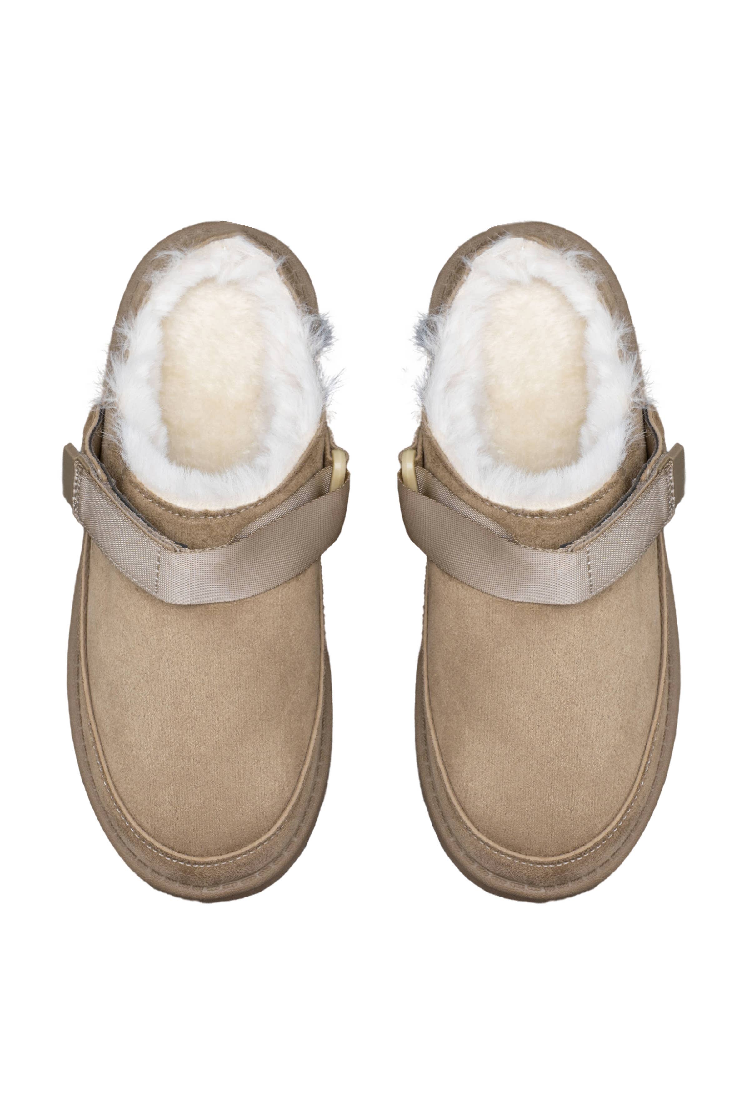 C'M PARIS - Wholesale Slippers - Women's - Suede-Lined Clog with Velcro Strap 652610