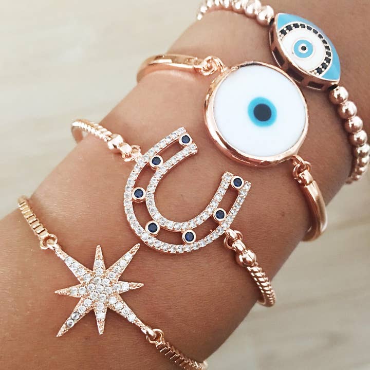 Evileyefavor - Vendita all'ingrosso Parure di gioielli - Bracciale Evil Eye, Bracciale Ferro di Cavallo, Bracciale Murano3