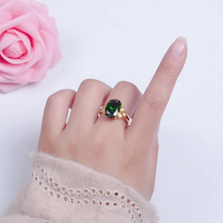 Aim Eternal - Wholesale Multi-Stone Ring - Light/Dark Green Jade Stone Band Ring O765 O2298