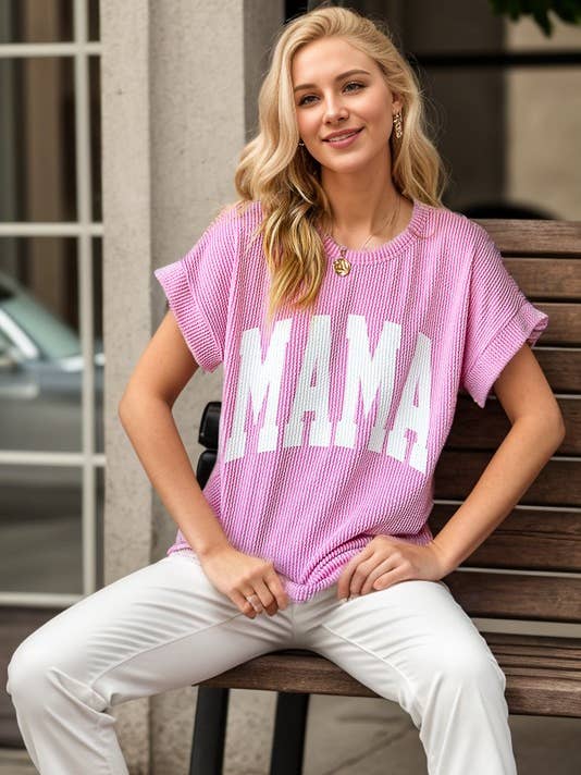 HEIMISH - Wholesale Tunic - Women's - ET7523-10 SOLID RIBBED LETTERING TOP