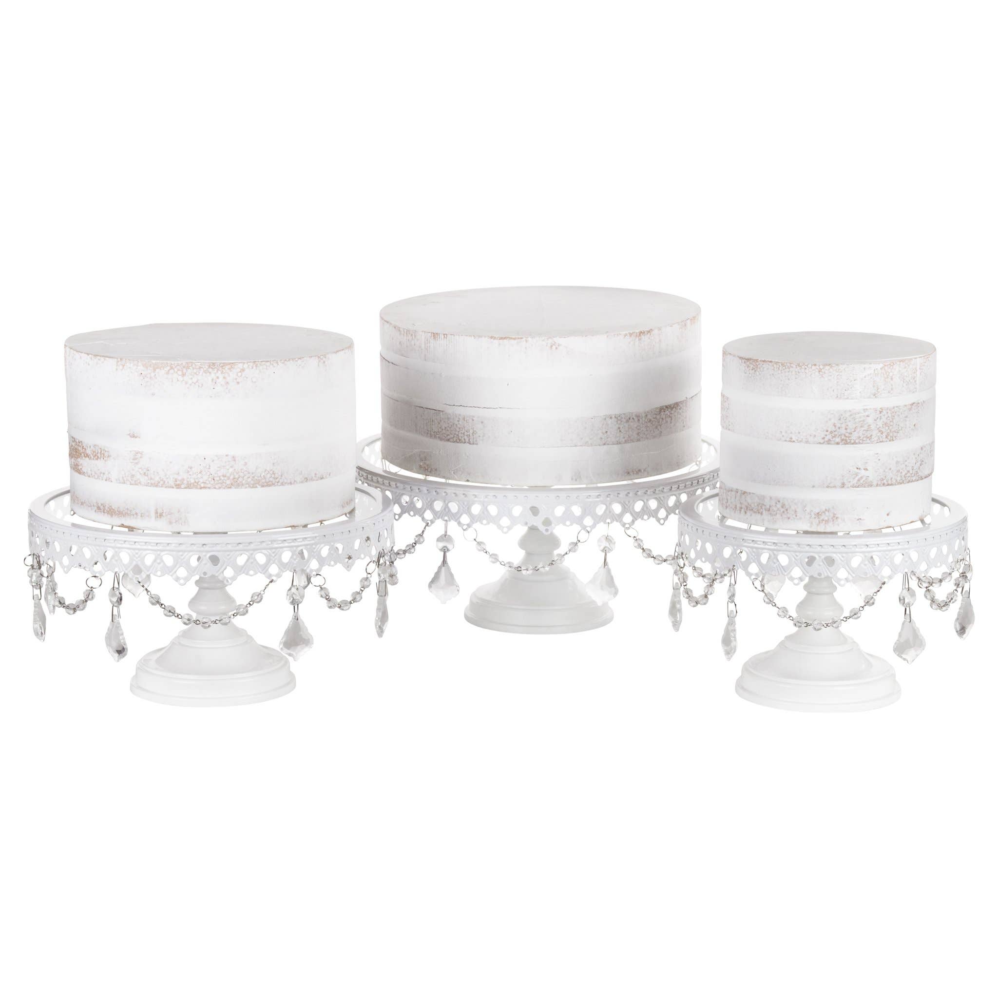 Amalfi Decor - Wholesale Cake Stand - 3-Piece Glass Top Crystal Cake Stand Set - White3