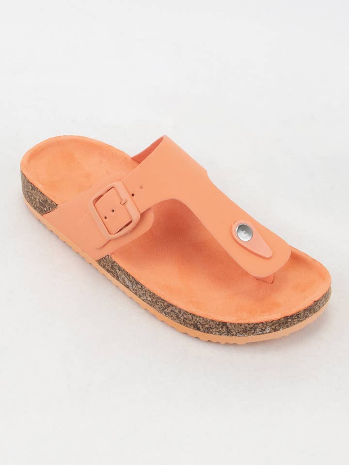 CCOCCI - Wholesale Sandals - Women's - AUDRINA T-SHAPE CUT OUT UPPER THONG STYLE SLIDE SANDAL